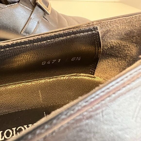 Cesare Paciotti Black Leather Square Toe Slip On Loafer - Picture 7 of 7